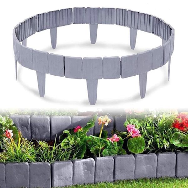 10 stk Brun Kant for Hage Plastgresskant Hage Imitert Stein Kant Gjerde for Hageplante Blomsterbed Kant