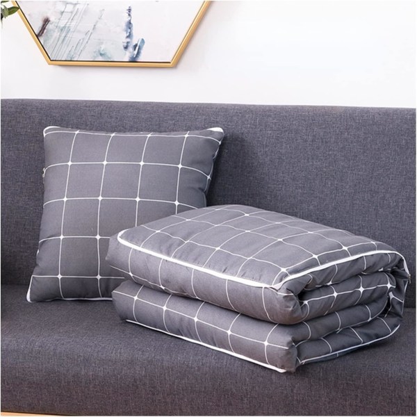 Täcke Tjock Fällbar Kudde Ryggdyna Kontorsvarm Täcke Quilt Dragkedja Stängning Heminredning (Storlek: 40X40cm (Expandera 100X150cm) Rutig