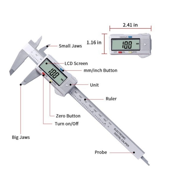 Vernier Caliper Tools Elektronisk Digital Caliper Nøjagtighed 0,1 MM (100g-240*80)