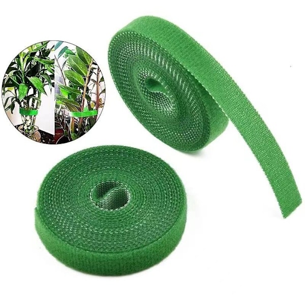 2 havefastgørere til planter, genanvendelige nylonbåndruller til klatreplanter - 10 mm x 10 m - grøn