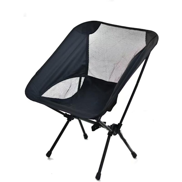 Svart hopfällbar stol för utomhusbruk, hopfällbar campingpall, kompakt stol med bärbar sits och transportväska för utomhusbruk, resor