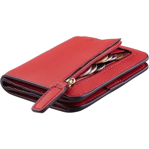 (Röd) RFID Damplånbok Liten Kompakt Bifold Plånbok Lyxig Mini