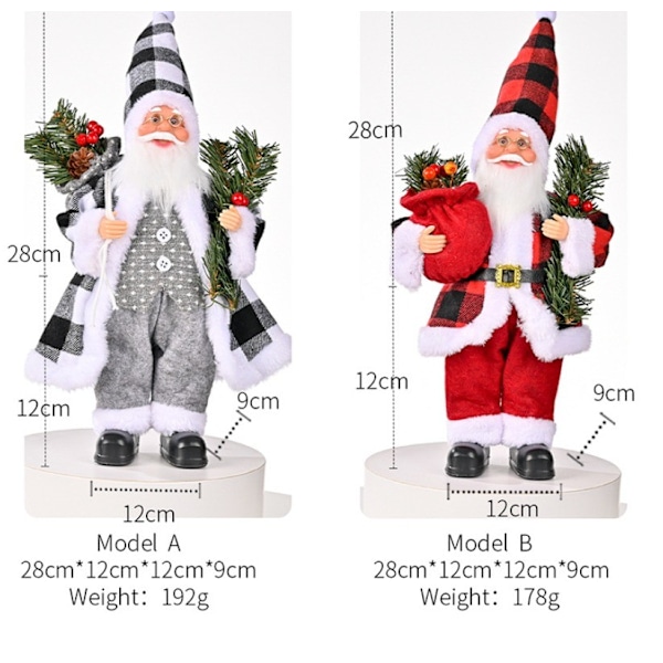 2-delt sett med julepynt, juleharpiks gammel mannspynt, jule rutete stoff, harpiks gammel mannspynt