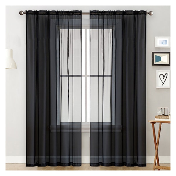 1 stk. Noir Transparent Gardiner Stue Lomme Lomme Gardiner Soveværelser Chambre Semi-transparente Gardiner i Sejl
