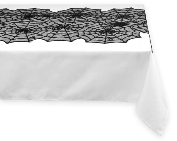 Halloween Blondedug til Halloween-fester, dekorationer, middage, 18 x 72 tommer, sort