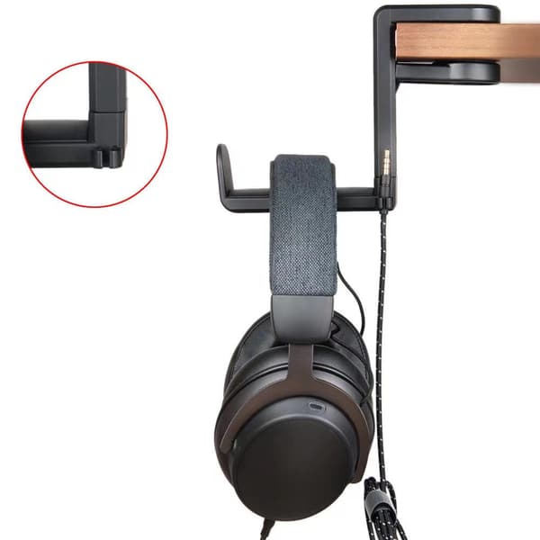 Hodetelefonholder med klips, justerbar, 360º rotasjon