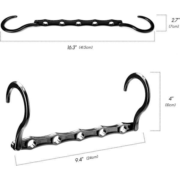 10-pack magiska galgar garderobsgalge arrangör förvaring för kläder spara utrymme i garderober svart 38CM