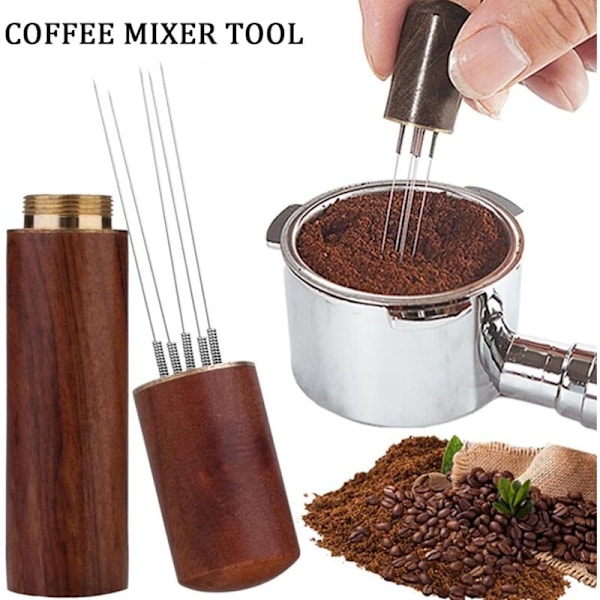 Espressofordeler, kaffefordeler med nåle, kaffemixer i rustfrit stål med 5-nåls espressofordeler til malet kaffe