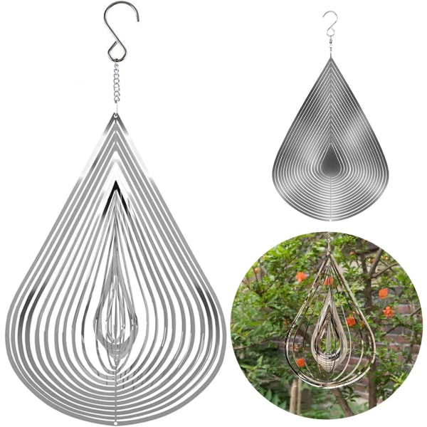 Vanddråbe Vindspil Have Ornament Dekoration 360 Grader Spinners Hængende Skilt Træ Vedhæng Solfanger Metal Kunsthåndværk Til Hjem Soveværelse Stue W