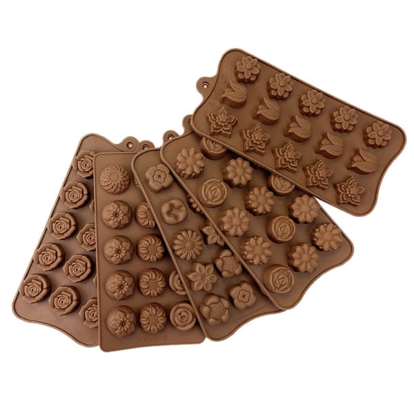 5 stk. silikone chokoladeforme, slikform geléform non-stick køkkenpander isterningbakker til festivalfest - 6 former