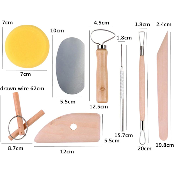61-delt sæt med værktøj til modellering i ler, værktøj til modellering af polymerler til maling på sten, modellering af dej, prægning, DIY-neglekunst