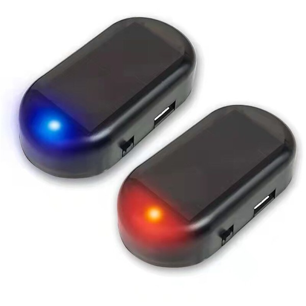 2 stk. Let bilalarm, solcelledrevet bilalarm, ni billys bilalarm, simulerede alarmlys, solcelle sikkerhedsadvarsel falsk system anti-flyvende flash fl