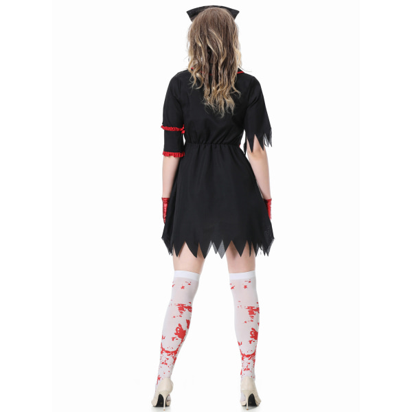 Sairaanhoitaja-univormu Halloween Veren tahriintunut naisten sairaanhoitajan univormu Cosplay Zombie COS -lääketieteellinen univormu (sukat eivät sisälly)