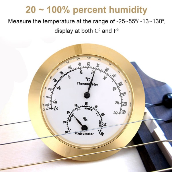 Rund gitarfiolin hygrometer termometer med fuktighetstemperat