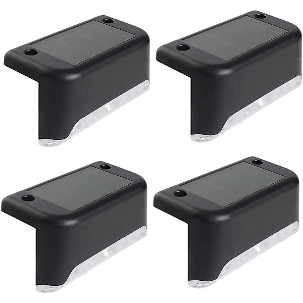 4-pack solardrivna däcklampor LED-soltrappbelysning Vattentäta barriärlampor för utomhus trappor staket svart kallt ljus