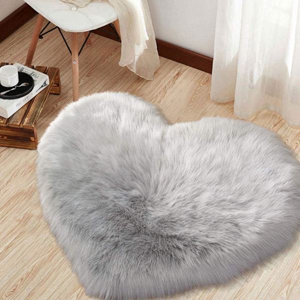 Hjerteformet tæppe, sødt ferskenhjerte plysstolpude, sofaseng tæppe, stue, soveværelse, børneværelse 80 × 90 cm (Lysegrå)