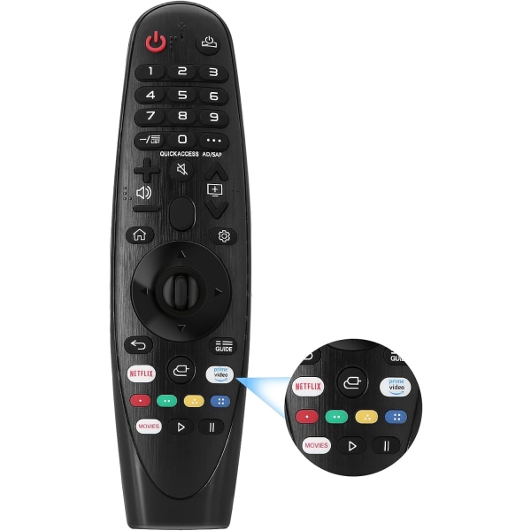 LG-fjärrkontroll, AN-MR20GA Universal Remote Control för LG, Ersättningsfjärrkontroll för LG Smart TV, LG Magic Remote med Netflix/Amazon Video/Filmer (