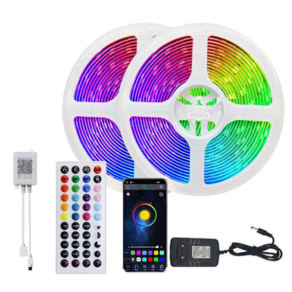 10m LED-slinga (1 x 10m), Flerfärgad LED LED LED LED-remsa, med 44-knappars App, synkronisera med musik, för dekoration, bar, bröllop, fest