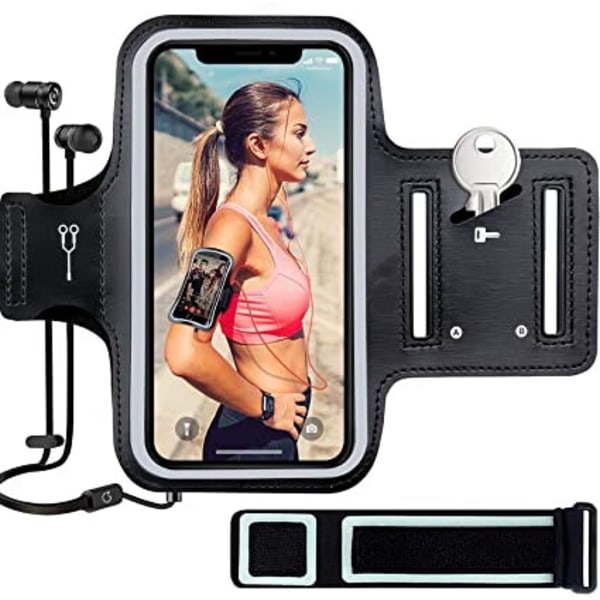 Sport Armband, Universell löpararmband för iPhone 13/13 Pro/12/12 Pro/11/11 Pro/XR/X/8/7 upp till 6,1\" Justerbar förlängningsrem Eco-Friendly Lycra