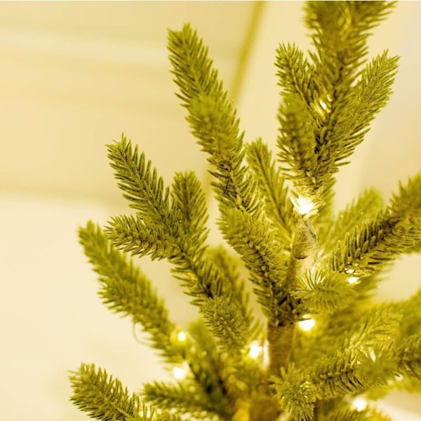 LED Ferdigbelyst Furu Nål Juletre - Ferdigbelyst Furu Nål Tre med 36 Vakre Langvarige Varmhvite Julelys - Ferdigbelyst Kunstig Tre