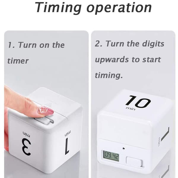 Kök Timer, Kub Timer Stoppur och Nedräkningstimer för Kök Matlagning Klass Träning, Digital Alarm Klocka Timer LED Display (Vit 1-3-5-10 Mi