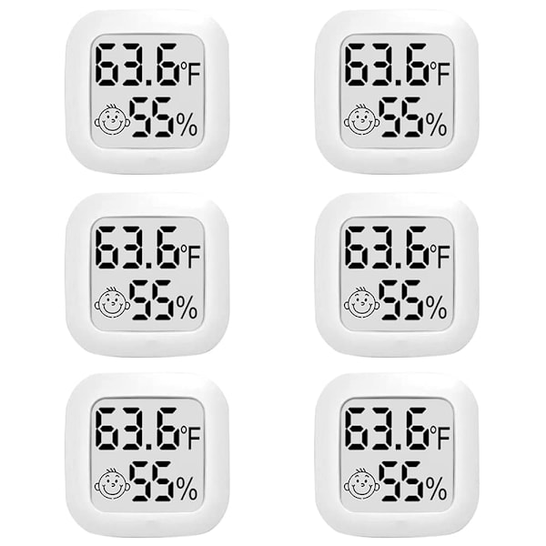 6-pack Mini Digital Termometer Hygrometer Inomhus LCD-Skärm