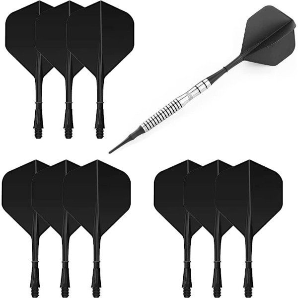 Matt Svart 9-delt Dart og Finne i ett Stykke Dart Tilbehør