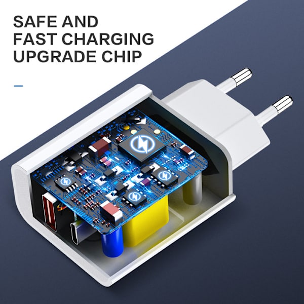 Egnet til iphone13 QC3.0 hurtig opladning PD mobiltelefonoplader 20W PD opladningshoved rejseoplader