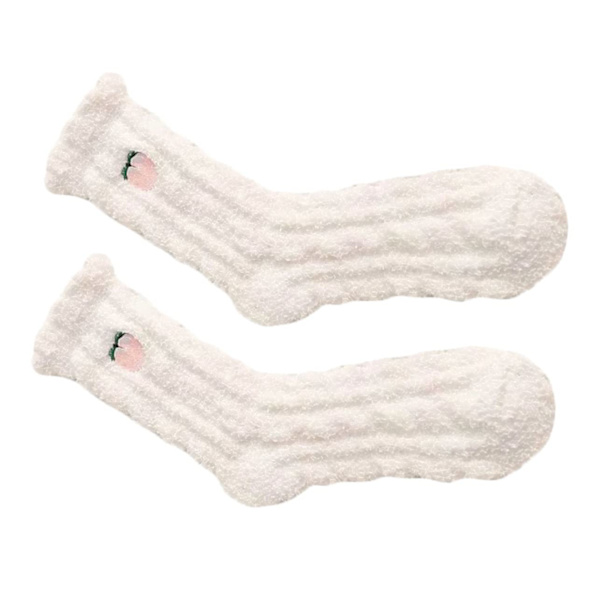 1 pari lasten koralli fleece -sukkia, pehmeät fleece -sukat, koralli fleece -sukat, nukkumissukat, villasukat, pyyhesukat (valkoinen)