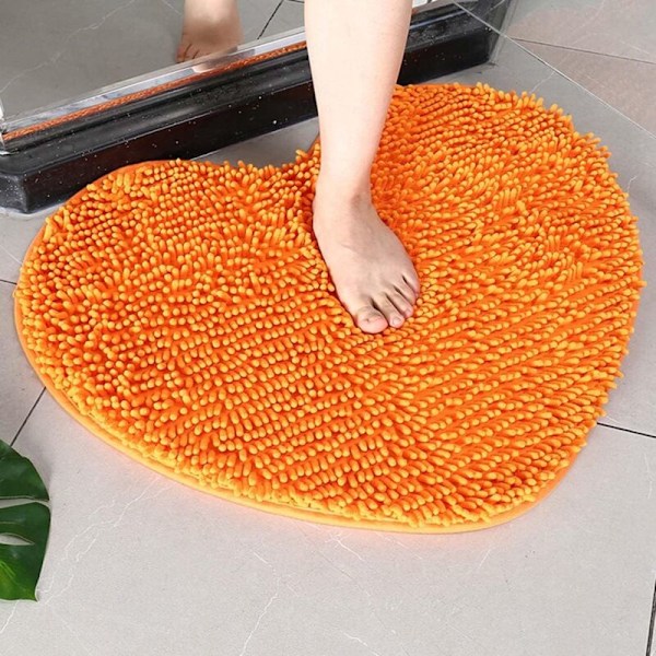 Mikrofiber bademåtter absorberende hjerte i form af et hjerte, til køkken, soveværelse, kollegium, swimmingpool, badeværelse (40 x 50 cm, orange)