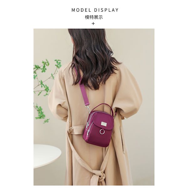 Vattentät crossbody-mobilväska för kvinnor, liten mobilväska i nylon, axelväska för kvinnor, plånbok, reseväska, miniväska (svart)