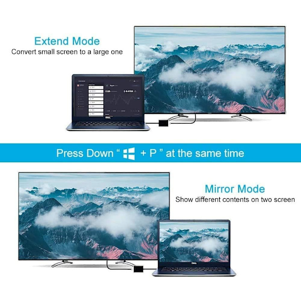 USB 3.0 til HDMI-adapter, USB 3.0/2.0 til HDMI-konverter 1080P Full