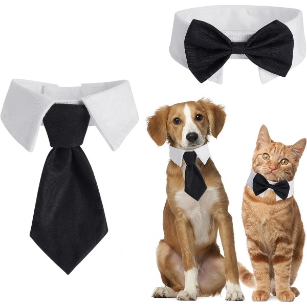 2-pak justerbare sløjfebånd til hund og kat - sløjfe til bryllup