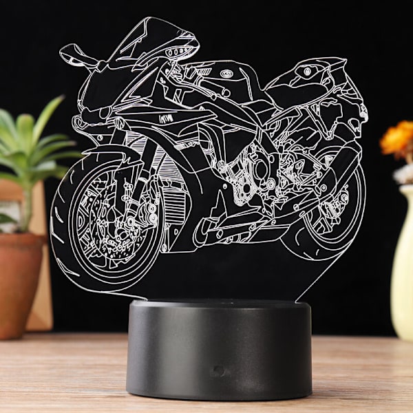 3D LED-bordslampa med färgförändrande motorcykel