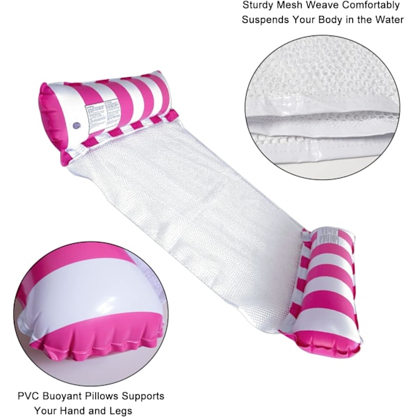 2-pack Poolhängmatta, Uppblåsbar Poolfloat, 4-i-1 Flytande Lutningshängmatta, Vattenhängmatta, Uppblåsbara Bojar och Madrass, Uppblåsbar Pooltillbehör