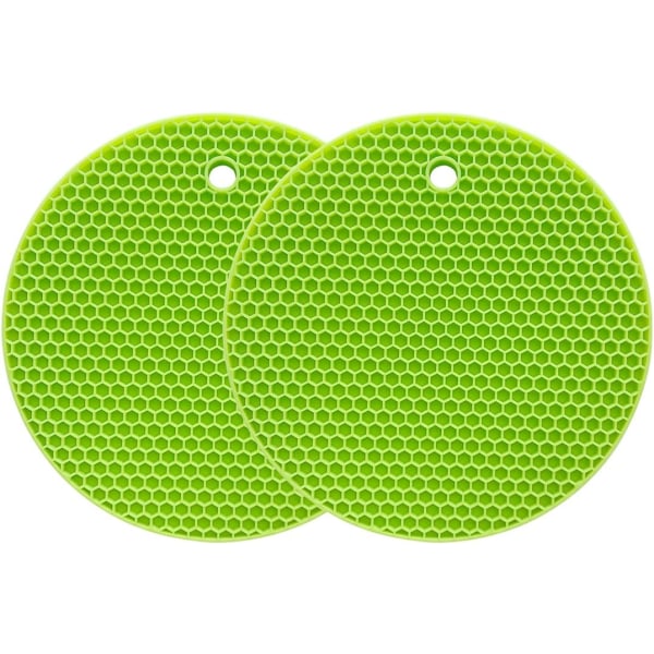 Grønn silikon bordskivematte Flerbruks tørkematte Varmebestandig opp til 464 °F, gryteholder, vanntett, (2 pakke) sklisikker, fleksibel, slitesterk