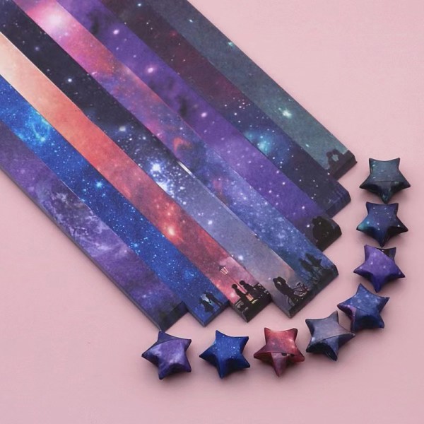 Star Origami Paper 8 olika mönster Vackra rymdpapperskonsthantverk för barn Glödande stjärnhimmel Vuxen skollärare vikt origami färgglad pap