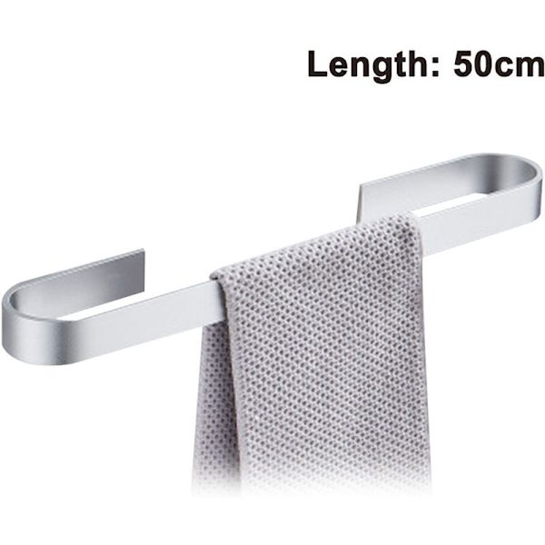 Håndklædeholder Håndklædeholder Badehåndklædeholder uden boring 40/50 cm til bad, badeværelse, køkken Nem montering（Uden håndklæder） ---------- lys sølv --