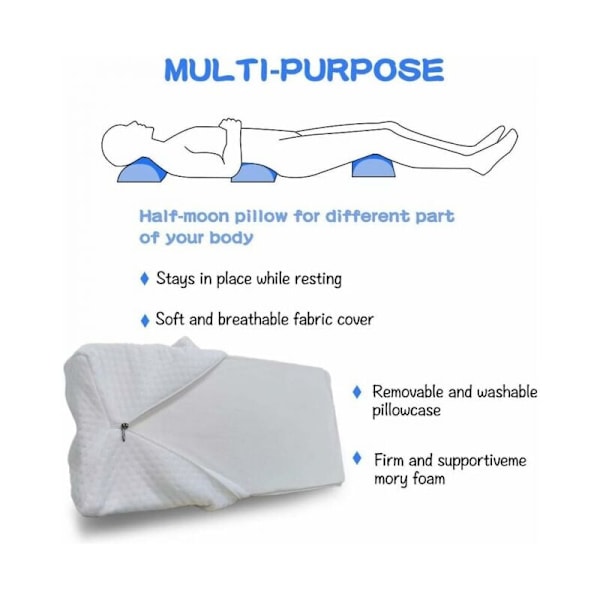 Hvid halvmåne pude, halvcylinderformet fodstøtte, memory foam fodstøtte, fodpude under skrivebordet, skum fodstøtte.