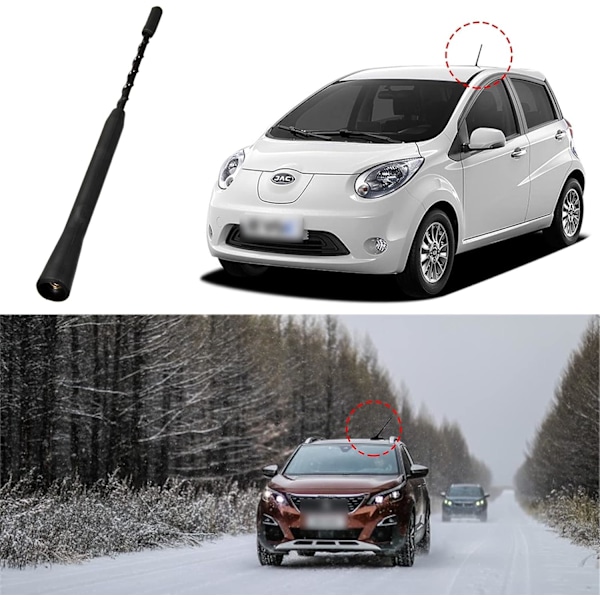 Bil FM Dab-antenn, 23 cm bilantenn, universell bilradioantenn med kraftfull FM/AM/Dab-mottagning, med 5 mm 6 mm adapter