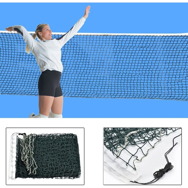 Vikbart badmintonnät (grönt), bärbart badmintonnät, 610 x 76 cm volleybollnät, hopfällbart och slitstarkt badmintonnät, lämplig för inomhusbruk
