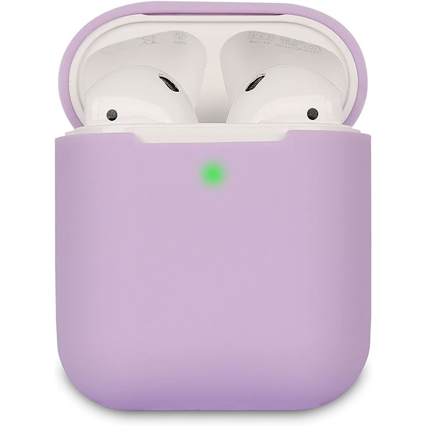 2-pak Airpods-etui (rosa + lilla), AirPods 2-etui, AirPods-silikonetui, synlige LED-indikatorer støtter trådløs lading