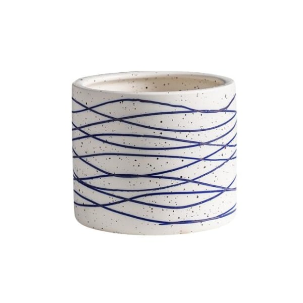 Vas Dekoration Kreativ Hem Blå Linje Perforerad Keramisk Blomkruka (Liten D9 CM)