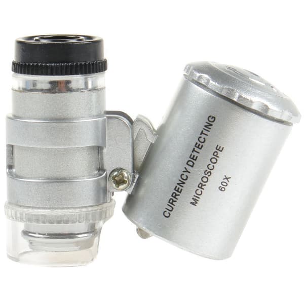 2 stk. 60X Mini UV LED-belyst juvelerluppe med Kare (60X)