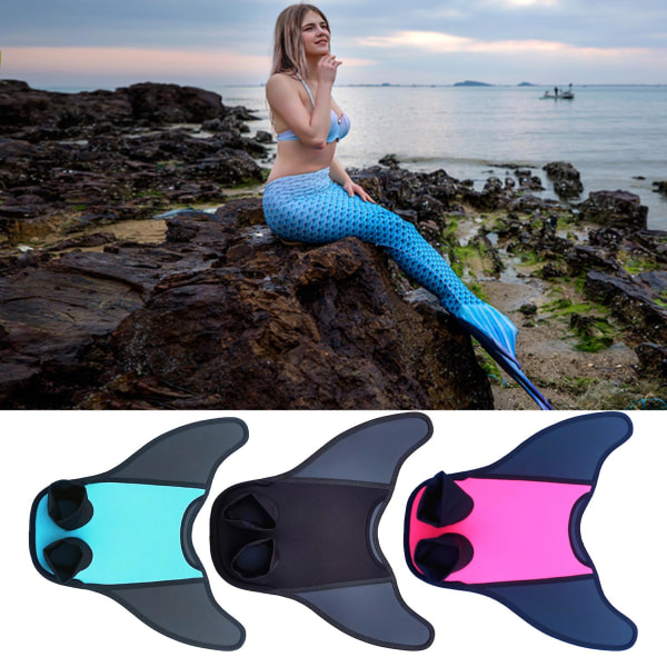 1 st Mermaid Fin Fins Bär Lätt Mermaid Tail Snug Fit Monofin Återanvändbar Strand Simma Fenor (Vuxna) Blå