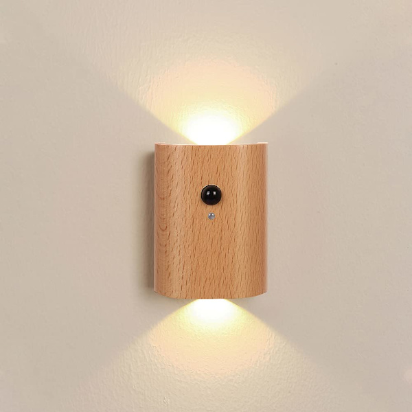 Nattlampa - Trä Rörelsesensor Trapphus Nattlampa Korridorljus Uppladdningsbar Magnetisk Vägglampa Hem Sänglampa Sovrum USB Nattlampa