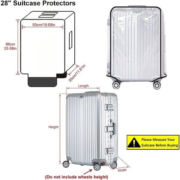 Klar PVC kuffertbetræk, 30 tommer gennemsigtig PVC vandtæt kuffertbetræk beskyttere PVC bagagebeskyttende betræk til kufferter rejsebagage