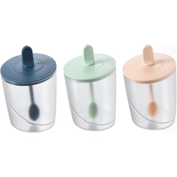 3-delad kryddboxset, lufttät plastkökskryddbox plastkryddburk kryddförvaringsbox för salt socker pepparkryddförvaring