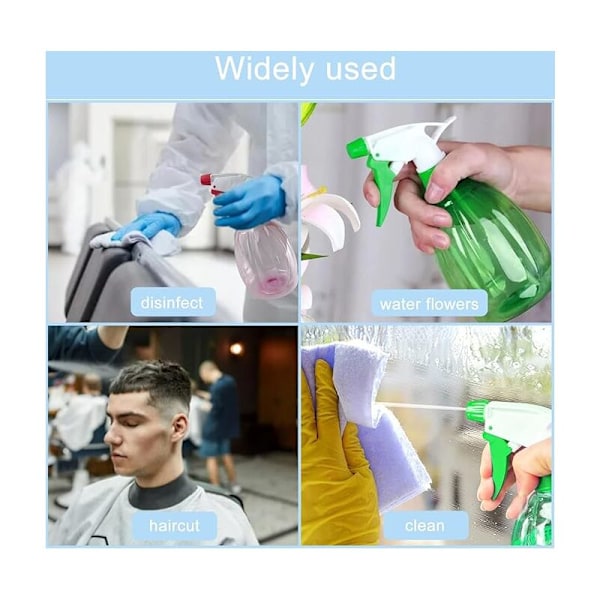 Pakke med 500 ml farverige klare sprayflasker, genanvendelig tom sprayflaske med trigger, 2 indstillinger sprayflaske, til husholdning, rengøring, have