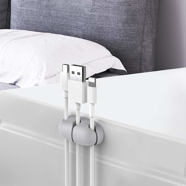 6-pack kabelarrangör bil (grå, exklusive datakablar) kabelhållare skrivbord kabel snygg klämma för att organisera USB-kablar, stark självhäftande kabelhållare fo